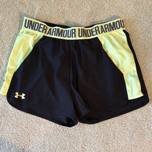 Under Armour Black and Yellow Athletic Shorts